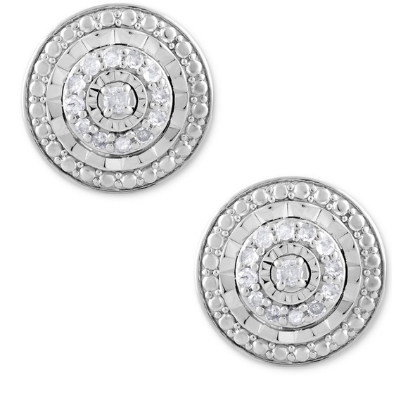 Diamond Multi-Halo Stud Earrings 1/10 ct t.w. In Sterling Silver - Picture 4 of 6